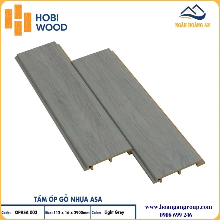 Tấm Ốp Gỗ Nhựa Ngoài Trời Hobi Wood Phủ ASA OPASA 003 Light Grey Tấm Ốp Gỗ Nhựa Ngoài Trời Hobi Wood Phủ ASA OPASA 003 Light Grey